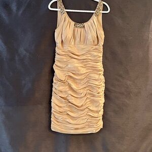 Elegant Beige Ruched Dress